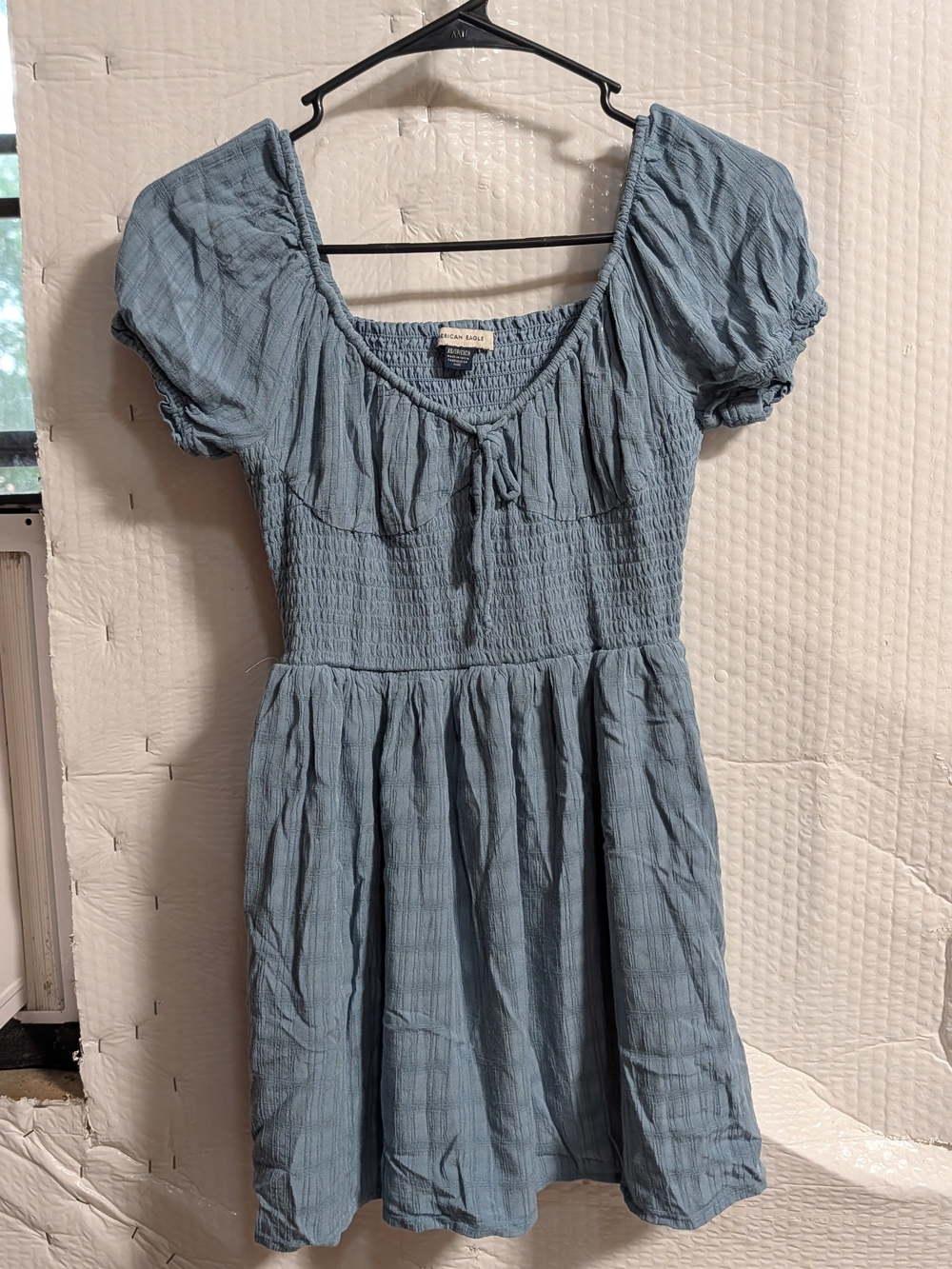 American Eagle Outfitters Light Blue Puff Sleeve Mini Dress